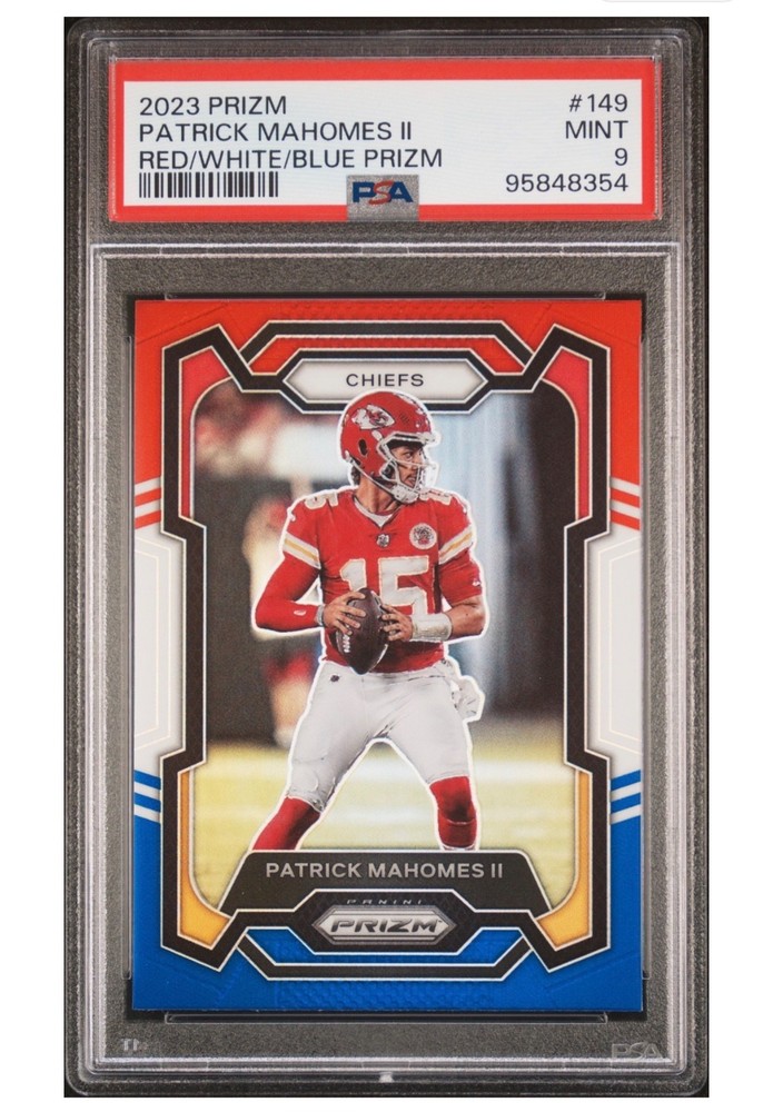 2023 PRIZM PATRICK MAHOMES RED/WHITE/BLUE PRIZM #149 PSA 9