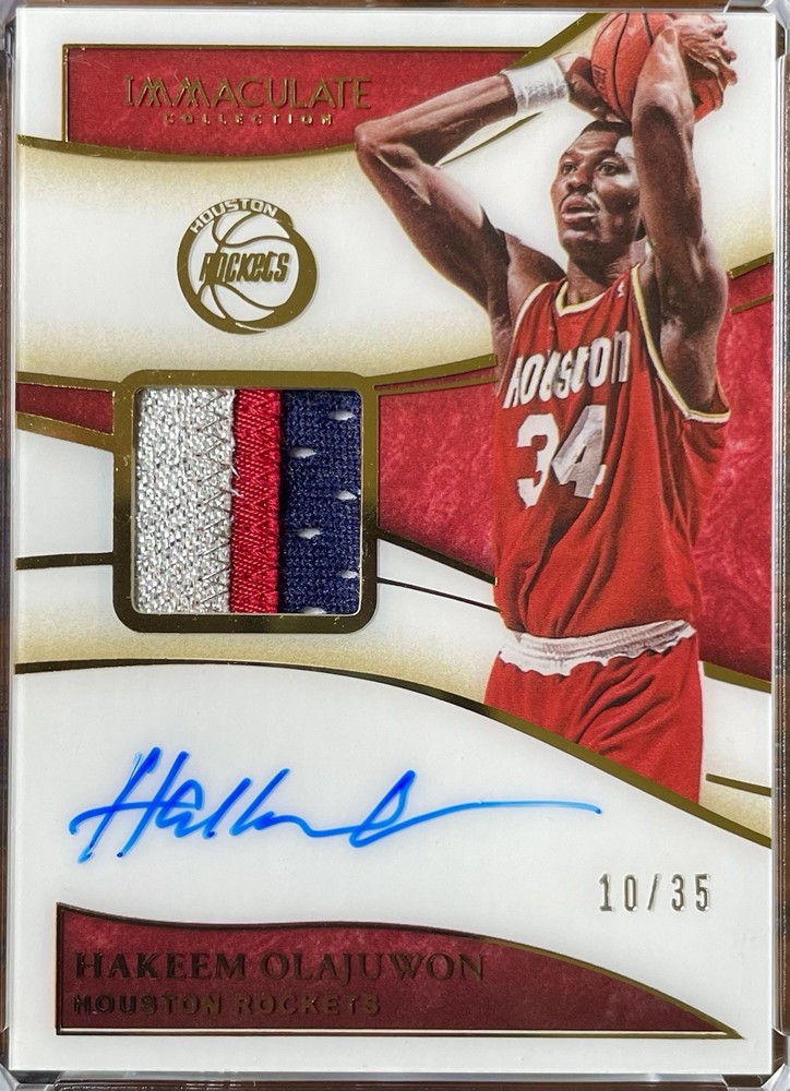 2019 PANINI IMMACULATE PATCH AUTO HAKEEM OLAJUWON HOF ROCKETS Game Used