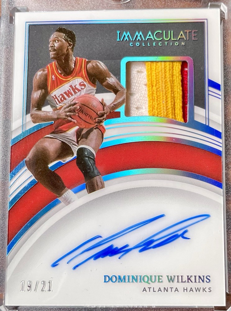 2021-22 Panini Immaculate Dominique Wilkins #PA-DQW Patch Auto /21 HOF Game Used