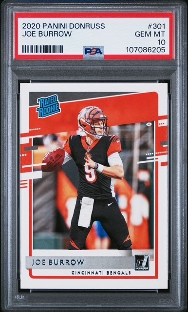 2020 Panini Donruss #301 JOE BURROW Rated Rookie (RC) PSA10 Gem Mint Bengals