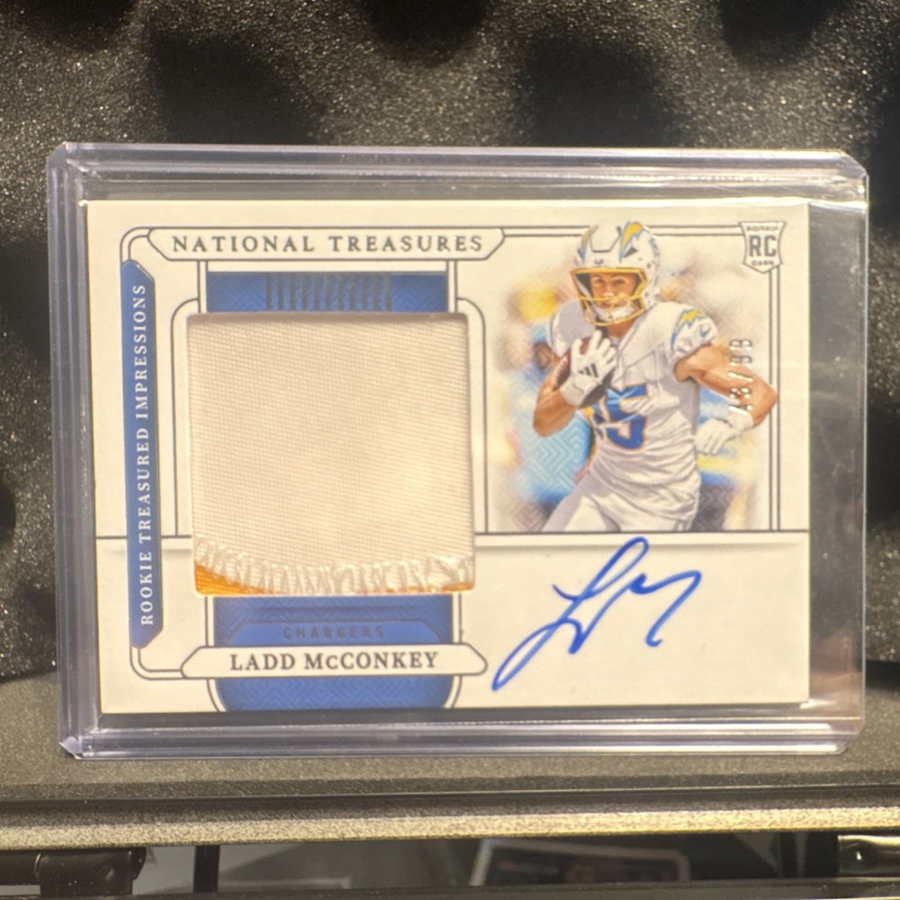 Panini 2024 National Treasures Ladd McConkey Chargers RTI-LMY Auto Mem RC
