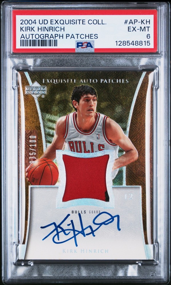 KIRK HINRICH 2004-05 Exquisite Game-Worn Patch Autograph 075/100 PSA 6