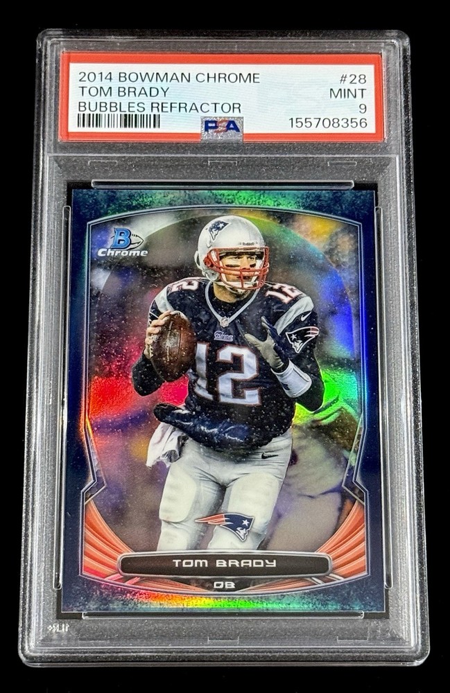 Tom Brady 2014 Bowman Chrome Blue Bubbles Refractor #’d/99 PSA 9 MINT Patriots