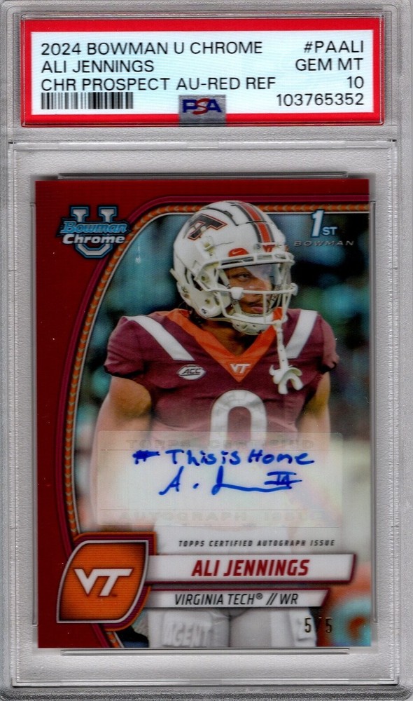 2024 Bowman Chrome U Ali Jennings Rookie Auto Red Ref PSA 10 5/5