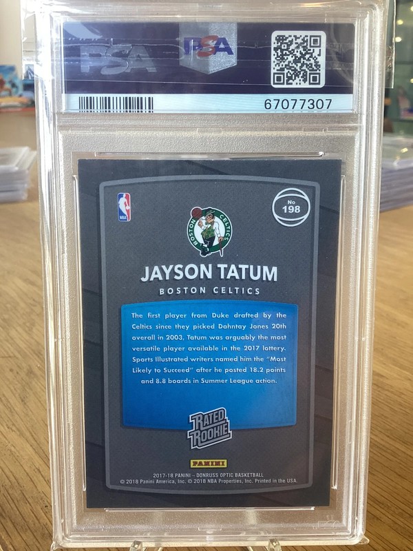 2017 Panini Donruss Optic Jayson Tatum #198 Red Yellow PSA 10 view 2