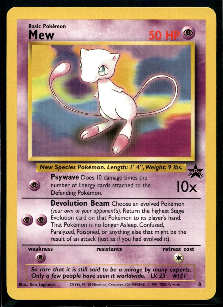 2000 Pokemon Promo Black Star 8 Mew Pokemon League LP 