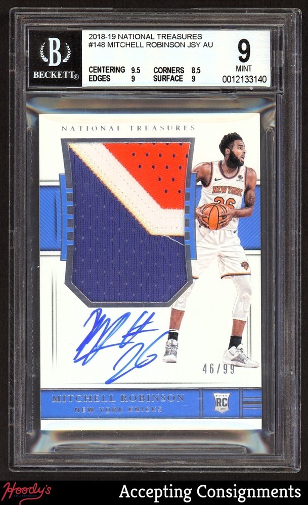 2018-19 National Treasures Mitchell Robinson RC ROOKIE PATCH AUTO RPA /99 BGS 9