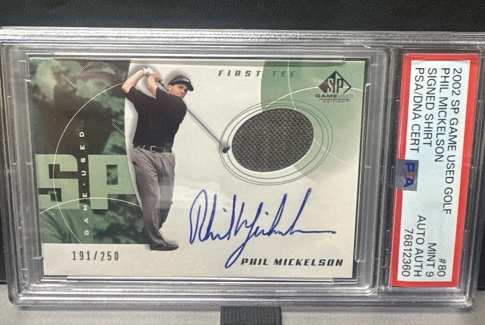 2002 SP Game Used Edition - First Tee Phil Mickelson /250 (AU, MEM, RC) Auto