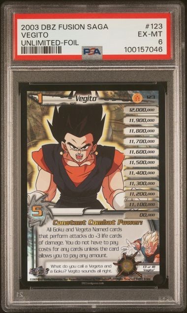 Vegito 123 Dragon Ball Z CCG SCORE FOIL UNLIMITED PSA 6