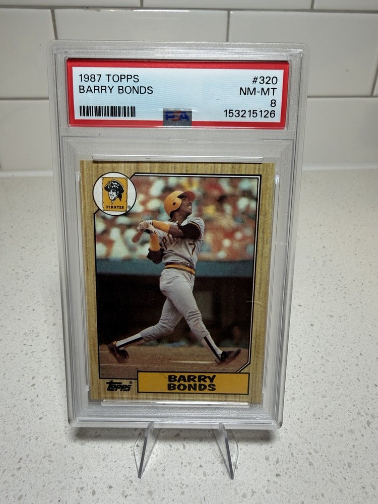 Topps 1987 #320 Barry Bonds Rookie Pittsburgh Pirates PSA 8 Graded Card