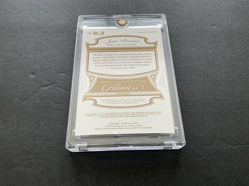 Juan Marichal 2019 Panini Flawless Milestones Auto Patch Relic MIL-JM  5 / 5 view 2