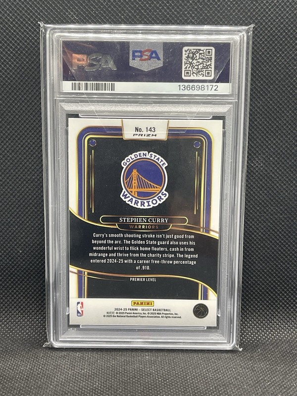 2024 Select Prem. Level Stephen Curry Red Cracked Ice 143 PSA 10 GEM MINT POP 3 view 2