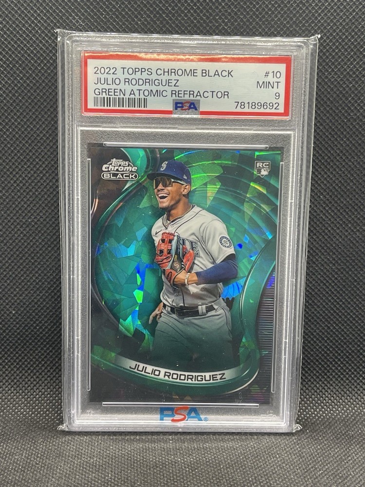 2022 Topps Chrome Black - Julio Rodriguez #10 Green Atomic Refractor /99 PSA 10