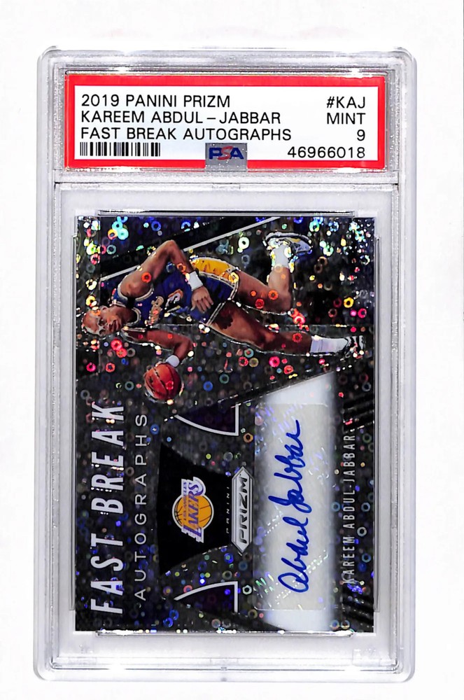 2019 Panini Prizm Fast Break Autographs Kareem Abdul-Jabbar #KAJ PSA 9
