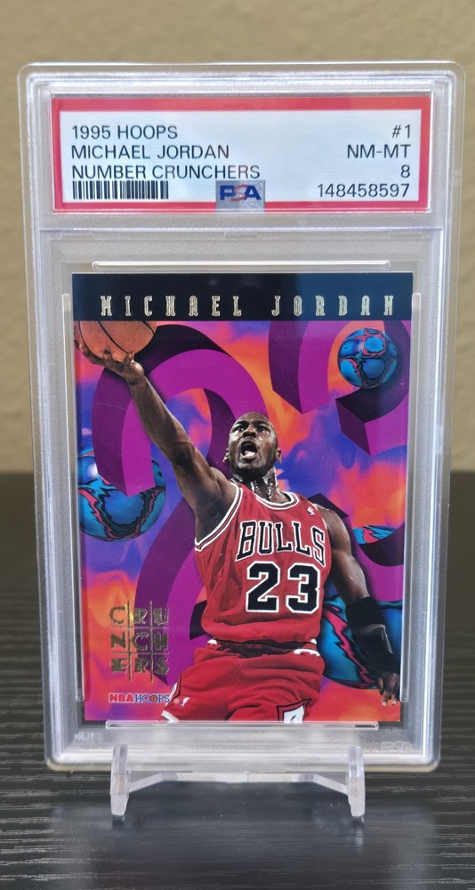 Michael Jordan 1995-96 NBA Hoops - Number Crunchers #1 PSA 8 VINTAGE