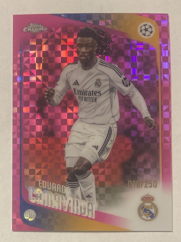 2025-26 Topps Chrome UEFA  Eduardo Camavinga #d /250 Pink X-Fractor SP Insert