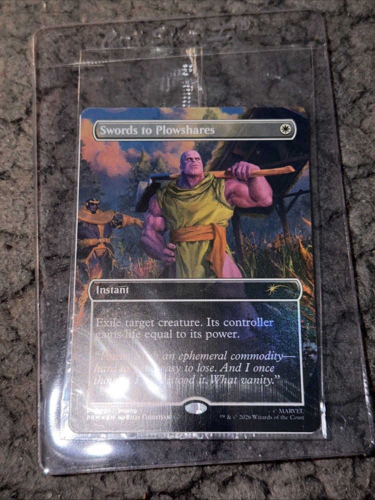 Magic The Gathering Swords to Plowshares (Borderless) P 1 Marvel Thanos Foil PSA