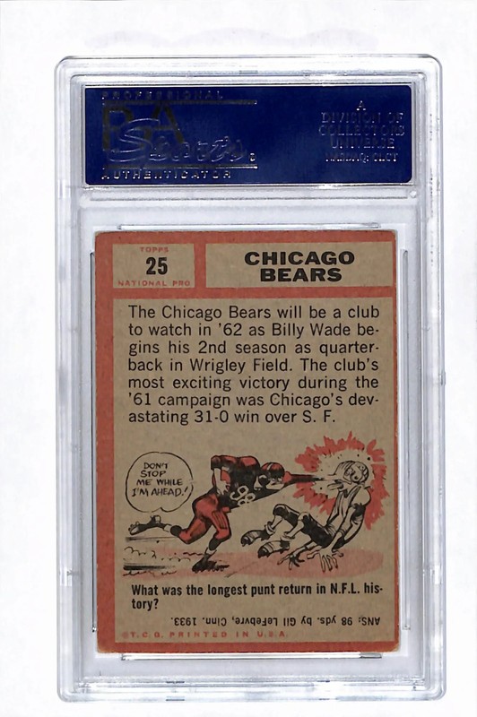 1962 Topps Mike Ditka #25 Auto Psa Authentic view 2