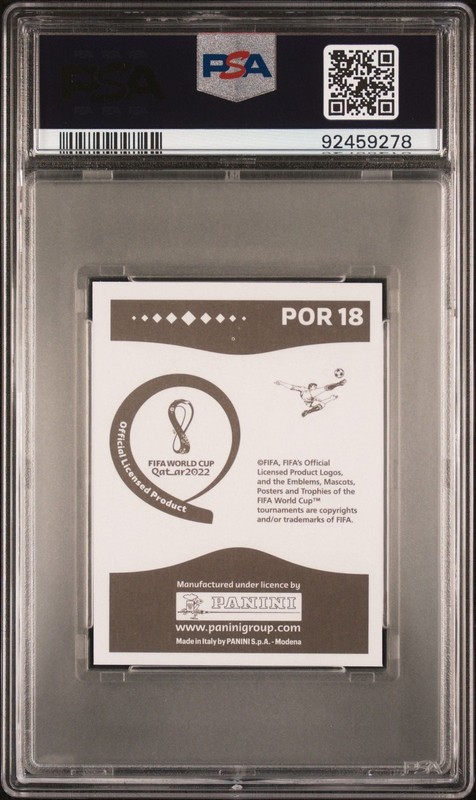 Graded 2022 Panini World Cup Cristiano Ronaldo #POR18 Stickers Gray Card PSA 10 view 2