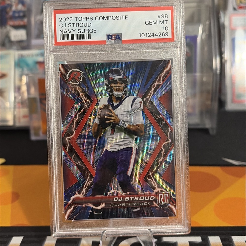 2023 TOPPS COMPOSITE NAVY SURGE #98 CJ STROUD ROOKIE RC 21/225 PSA 10