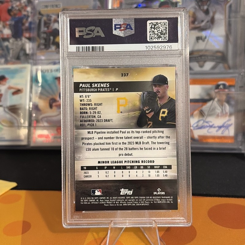 2024 Topps Stadium Club - Paul Skenes #237 (RC)  Pittsburgh Pirates PSA 9 MINT view 2