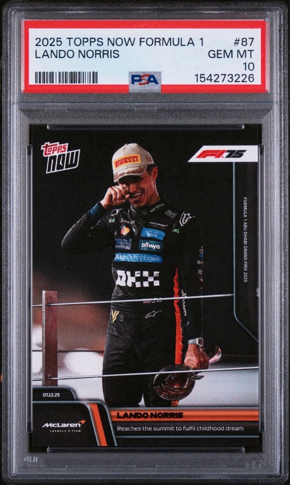 Lando Norris PSA 10 2025 Topps Now F1 Formula 1 Fulfil Childhood Dream