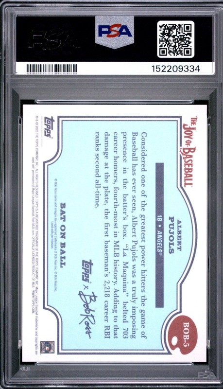 🔥Albert Pujols 2025 Topps Bob Ross Bat On Ball Indian Yellow /25 PSA 10 (Pop 1) view 2