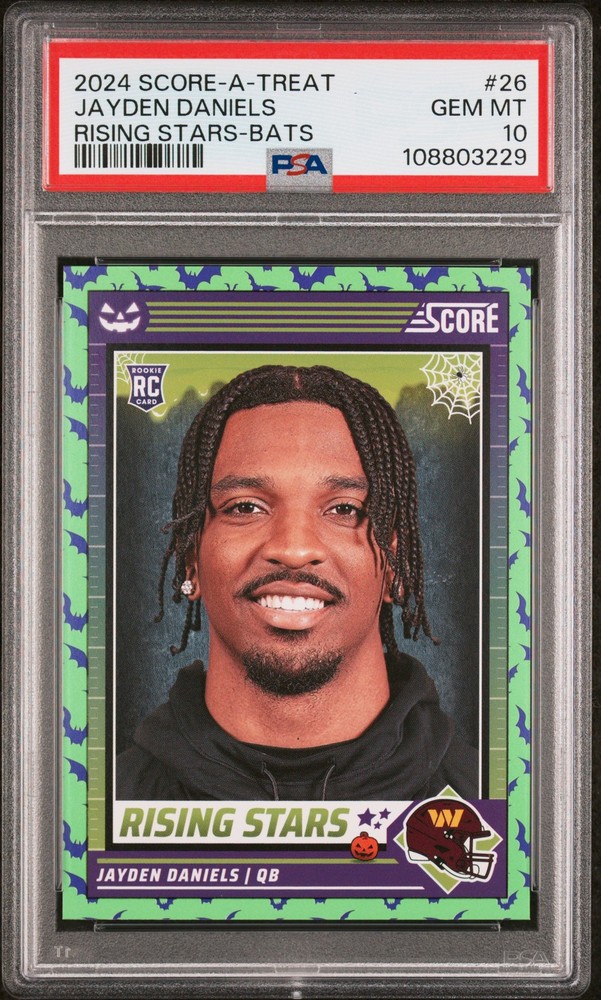 2024 Score-A-Treat #26 Jayden Daniels Rising Stars Green Bats PSA 10