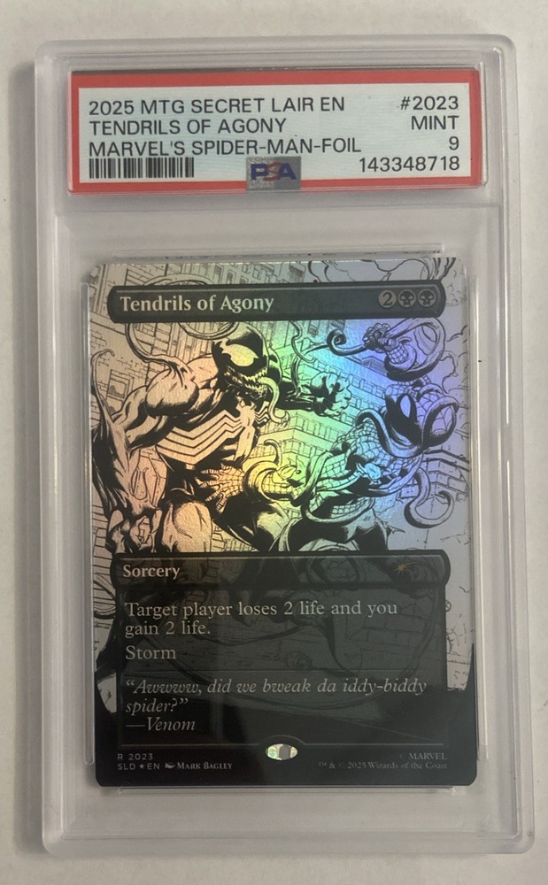 2025 MTG SECRET LAIR EN TENDRILS OF AGONY MARVEL’S SPIDER-MAN-FOIL PSA 9