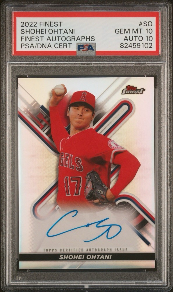 2022 TOPPS FINEST SHOHEI OHTANI REFRACTOR AUTO ON CARD PSA 10 AUTO 10 GEM MINT
