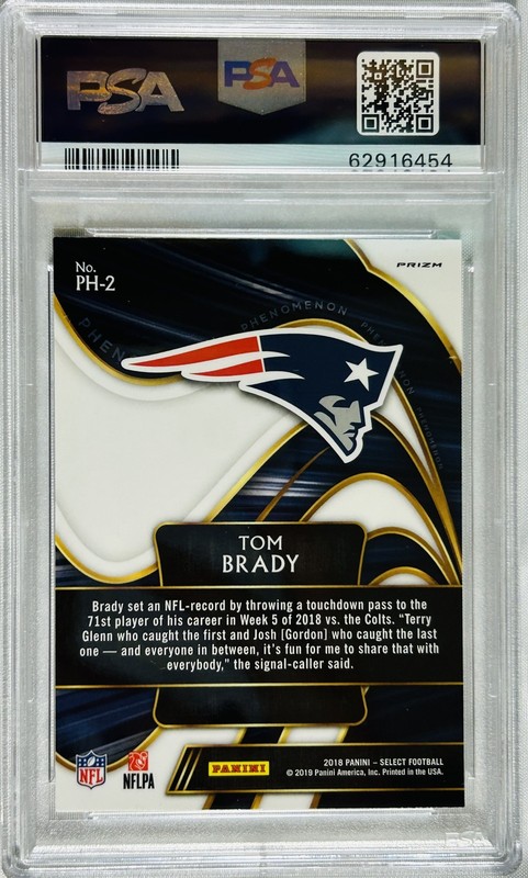 2018 Tom Brady Panini Select Phenomenon Silver Prizm #PH2 PSA 9 *E14 view 2