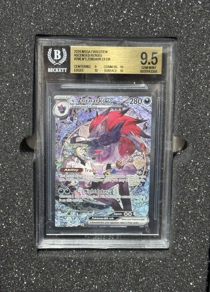 Pokemon N’s Zoroark ex #286 BGS 9.5 Gem Mint 3x10 Subs Full Art Ultra Rare