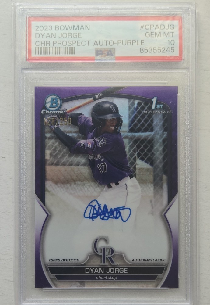 2023 Bowman - Chrome Prospect Autographs Dyan Jorge #CPA-DJG Purple Refractor...
