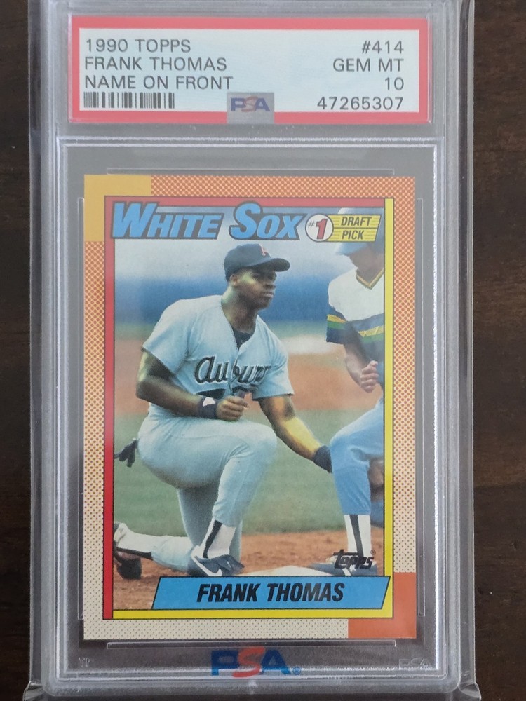 1990 Topps Frank Thomas ROOKIE #414 PSA 10 WHITE SOX HOF Name On Front 307 view 1