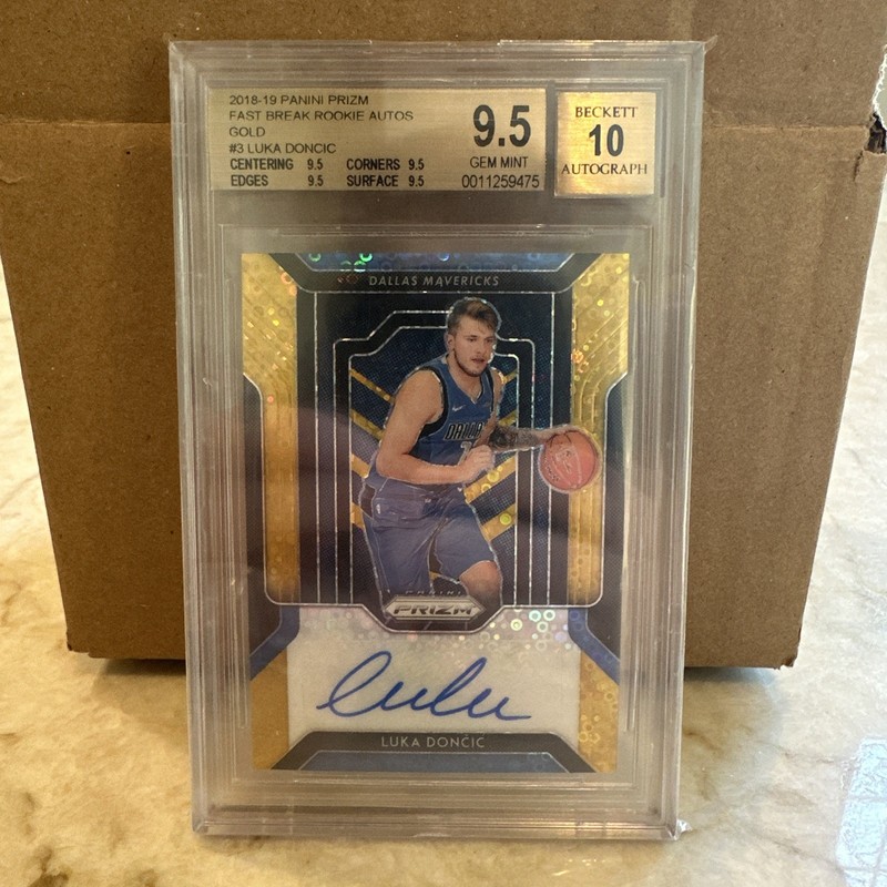 2018-19 Panini Gold Fast Break Prizm Luka Doncic RC Rookie /10 BGS 9.5 w 10 AUTO view 2