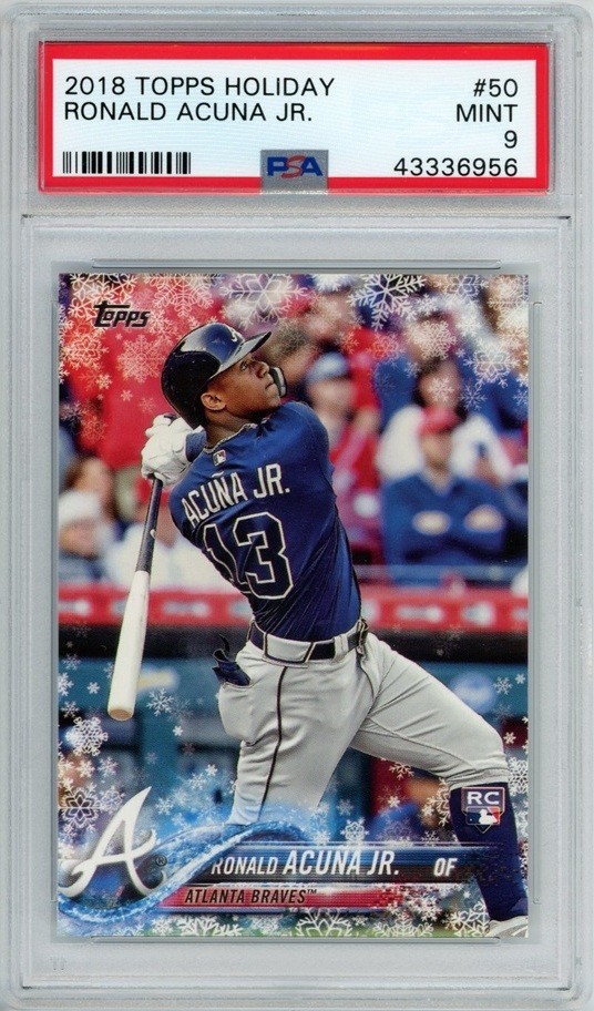 RONALD ACUNA JR 2018 Topps Holiday RC Rookie Card #50 PSA 9 Mint Braves