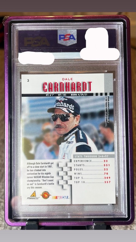 1997 Pinnacle Artist Proof Purple - Dale Earnhardt #3 PSA 10! Pop 2!! HOF GOAT view 2