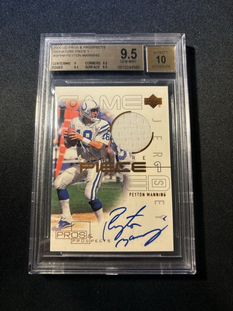 2000 UD Pros & Prospects Peyton Manning Signature Game Used Jersey Auto BGS 9.5