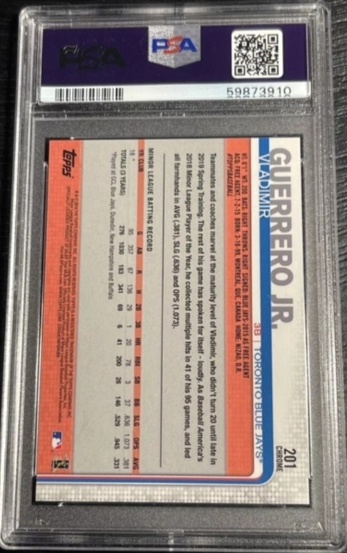 2019 Topps Chrome Vladimir Guerrero jr #201 psa 10 view 2