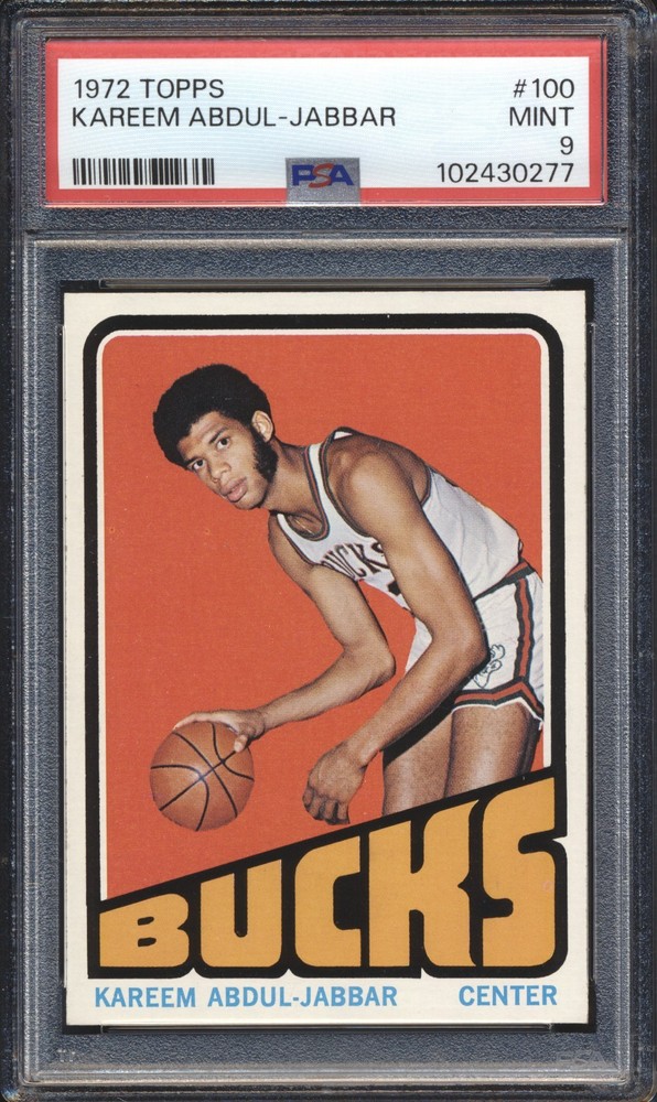 1972 Topps Basketball Kareem Abdul-Jabbar #100 PSA 9 BUCKS / LAKERS MINT HOF