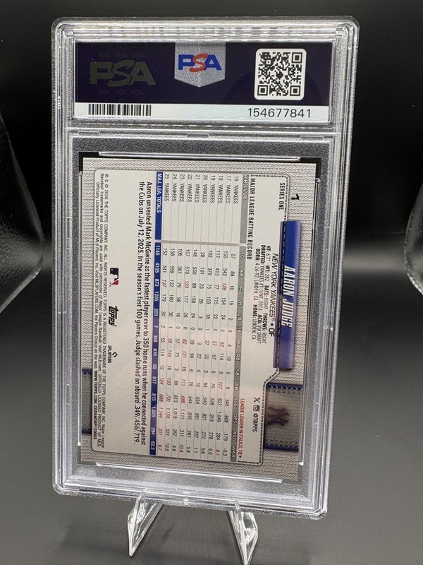 2026 Topps Series 1 - Aaron Judge #1 New York Yankees PSA 9 view 2