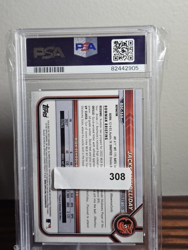 2022 Bowman Draft - Chrome Jackson Holliday #BDC-168 Refractor (RC) view 2
