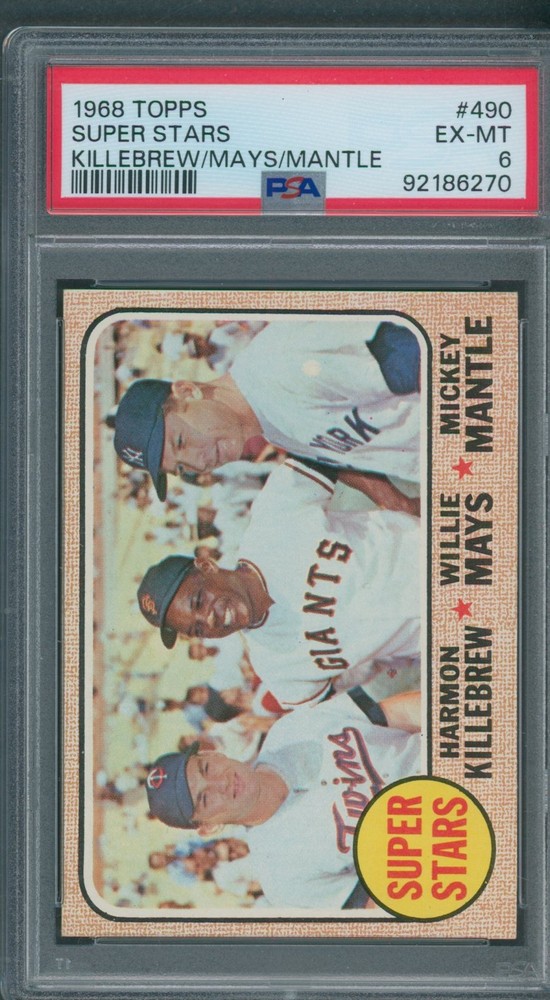 1968 Topps #490 Super Stars Killebrew Mays Mantle PSA EX-MT 6 *6270