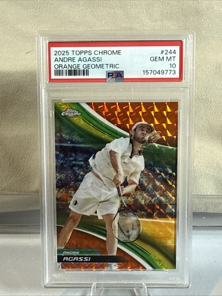 2025 Topps Chrome Tennis Andre Agassi Orange Geometric 1st Print 01/25 PSA 10