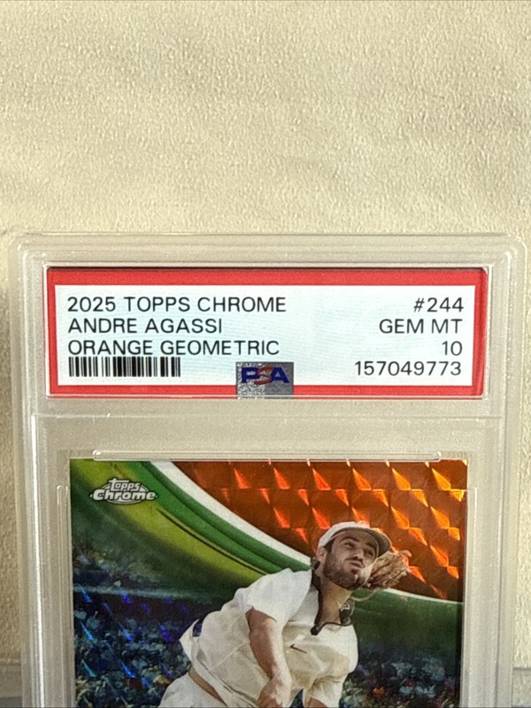 2025 Topps Chrome Tennis Andre Agassi Orange Geometric 1st Print 01/25 PSA 10 view 2
