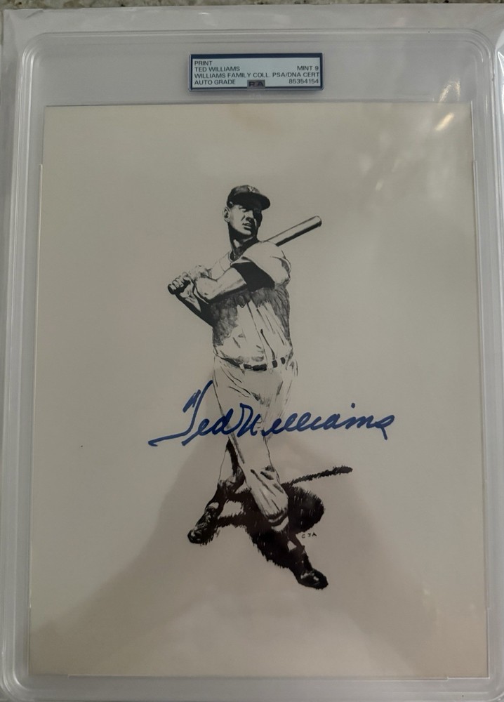 TED WILLIAMS Autographed Print PSA Authentic Williams Family Collection RARE