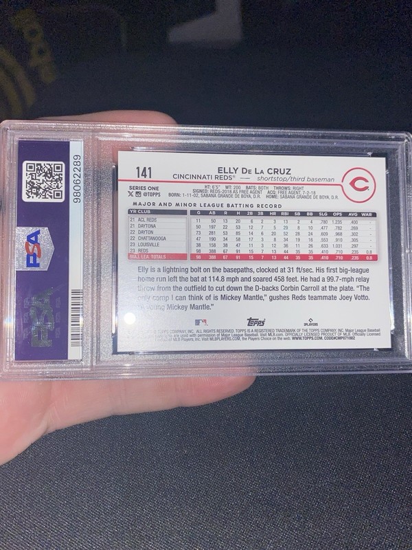2024 Topps Elly De La Cruz Rookie Card ASG Refractor PSA9 view 2