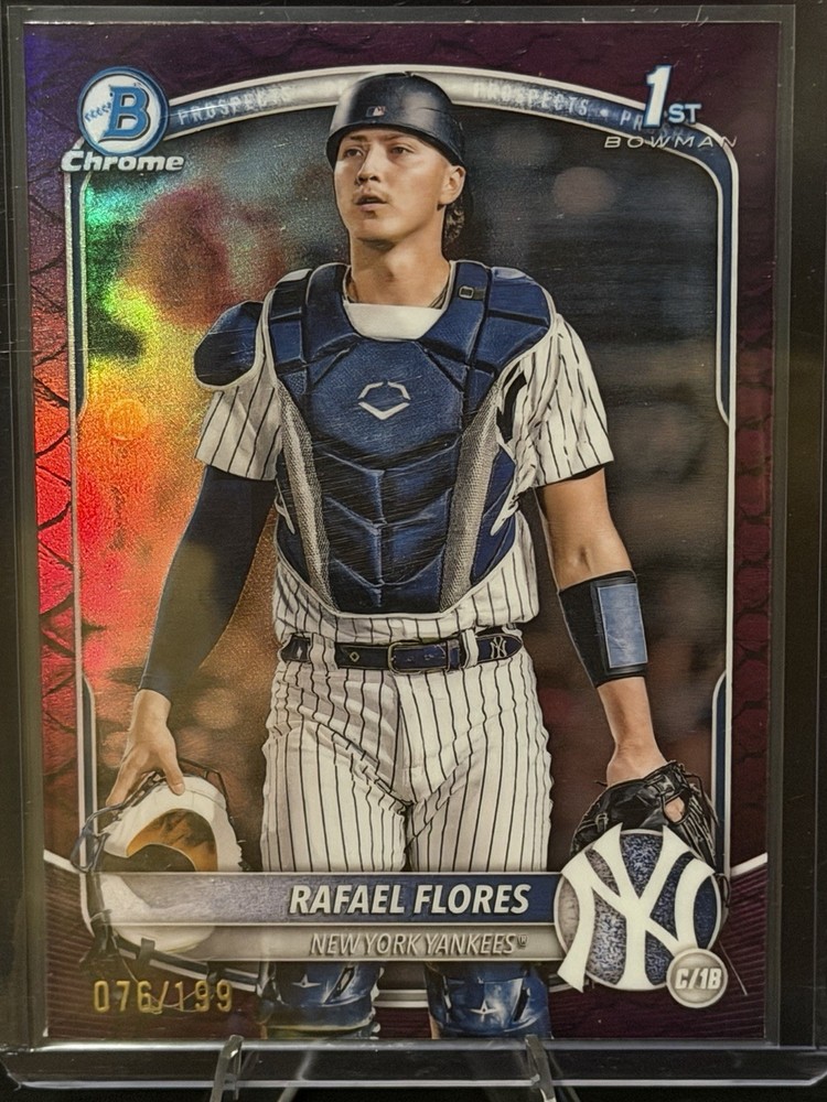 2025 Bowman Chrome 1st Rafael Flores Fuschia Reptilian Refractor #BCP-34 Yankees