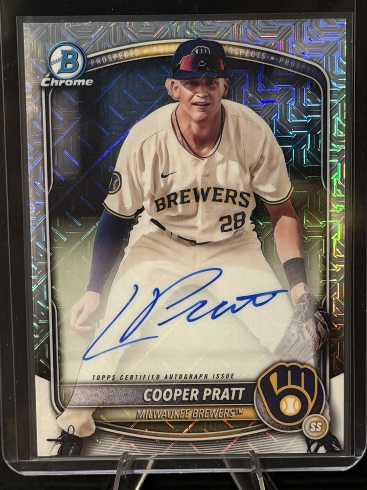 Topps 2025 Bowman Chrome Mojo Refractor Auto Cooper Pratt #BMA-CP Brewers