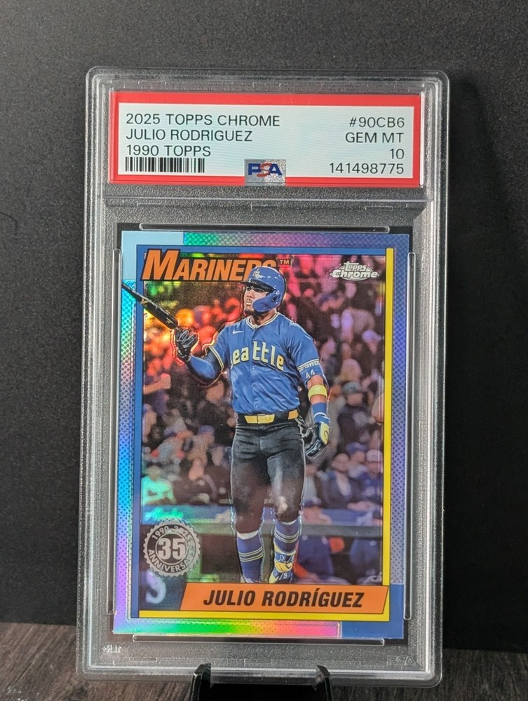 2025 TOPPS CHROME JULIO RODRIGUEZ 1990 TOPPS PSA 10